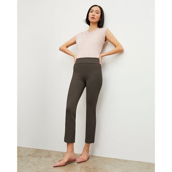 M.M. Lafleur The Finley Stretch Pant Ribbed Jardigan Knit GRAY Elastic Large - Picture 1 of 11